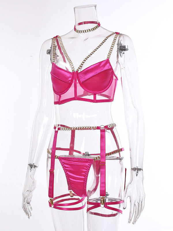 Shecharme Plain Lace Condole Belt Chain Sexy Matching Sets