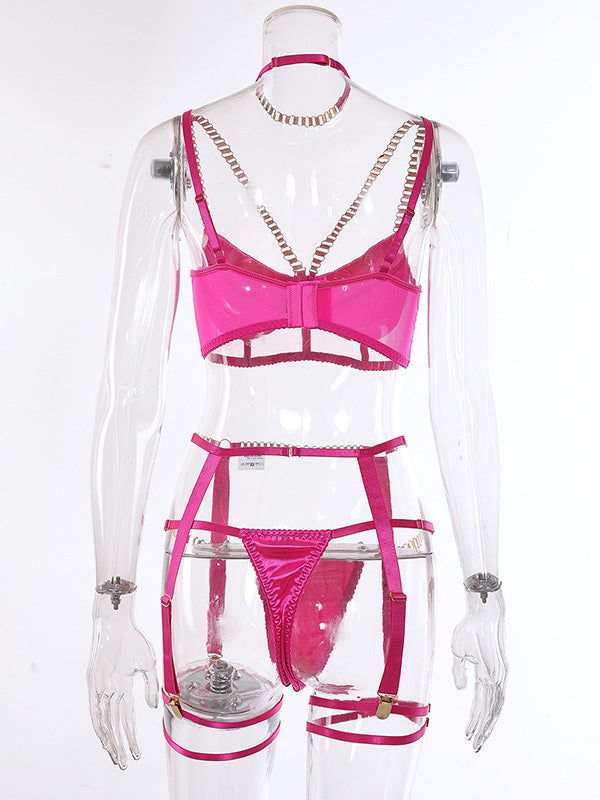 Shecharme Plain Lace Condole Belt Chain Sexy Matching Sets