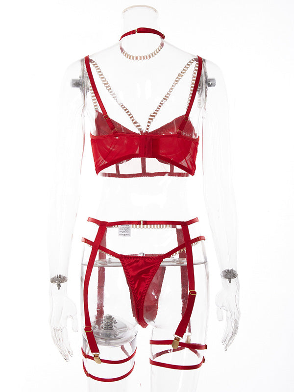 Shecharme Plain Lace Condole Belt Chain Sexy Matching Sets