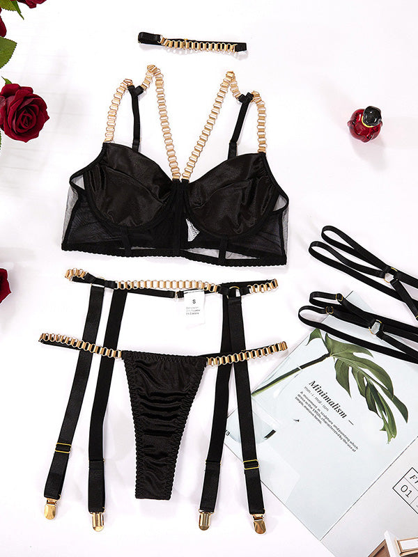 Shecharme Plain Lace Condole Belt Chain Sexy Matching Sets