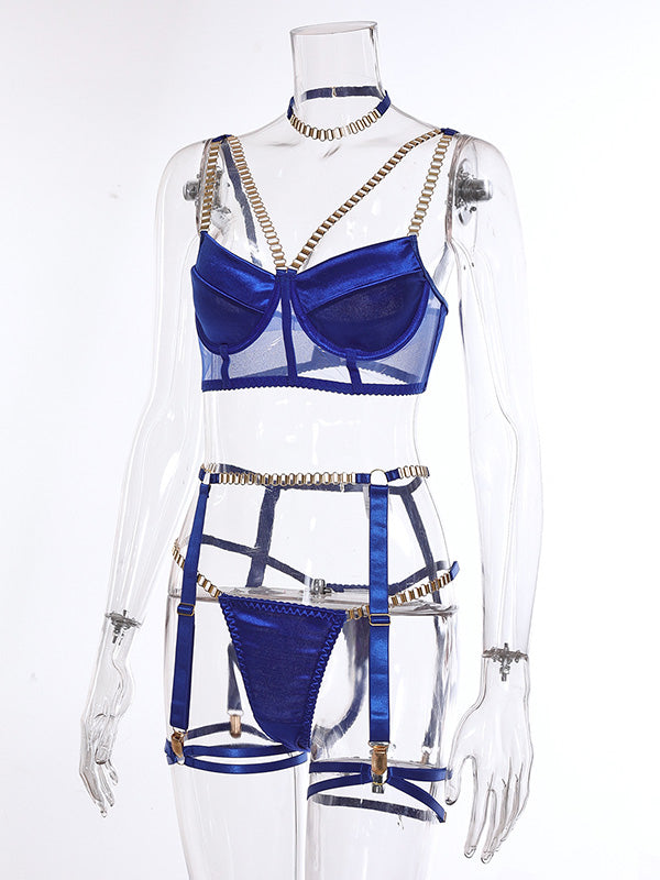 Shecharme Plain Lace Condole Belt Chain Sexy Matching Sets