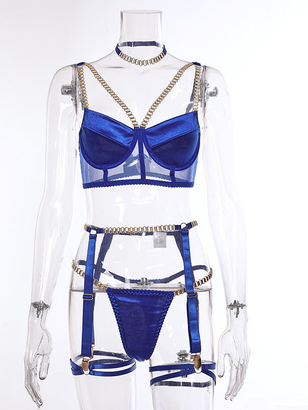 Shecharme Plain Lace Condole Belt Chain Sexy Matching Sets