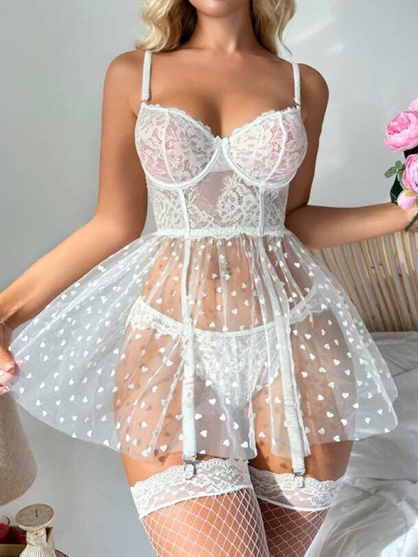 Shecharme White Lace Details And Passionate Design Sexy Lingerie